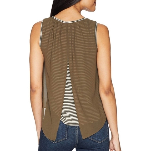 Bobeau Layered Strip Open‎ Back Tank Top - Picture 1 of 7